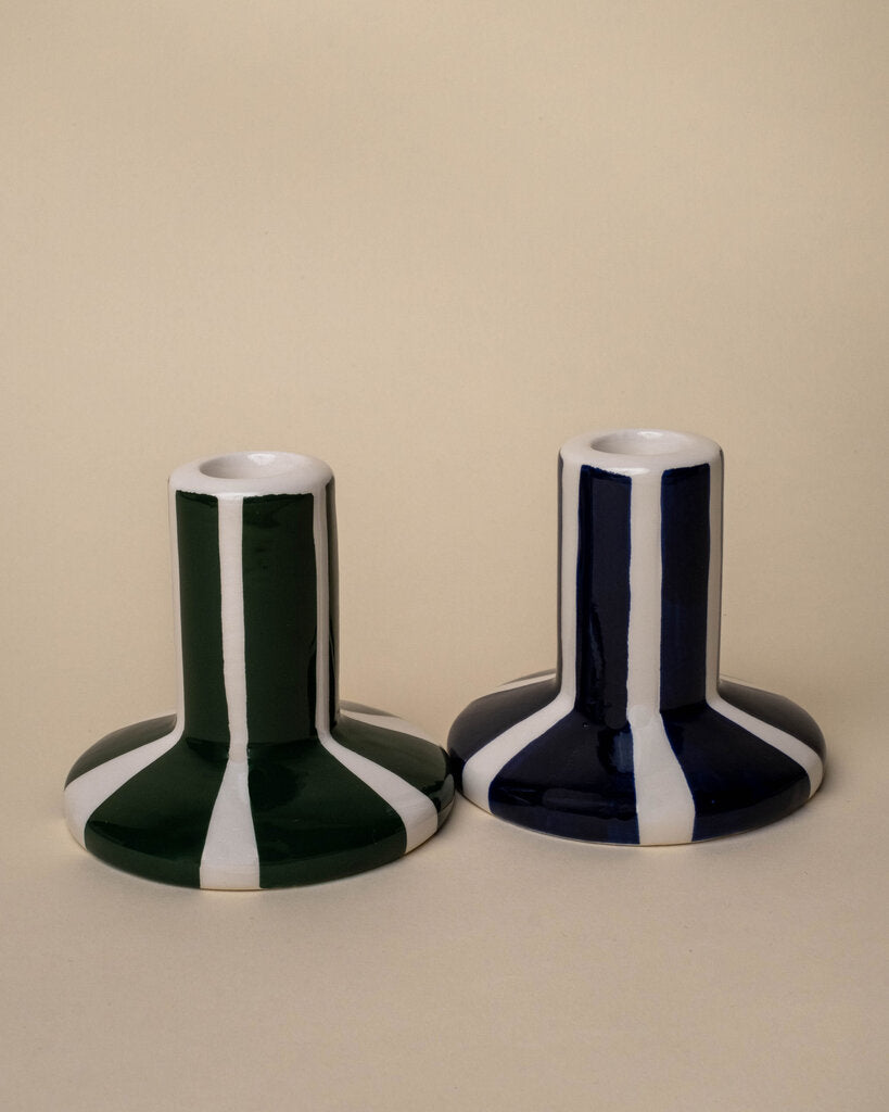 Mod Striped Taper Candle Holders