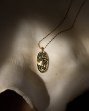 Hanune Evil Eye Hammered Gold Oval Pendant with Semi Precious Stones