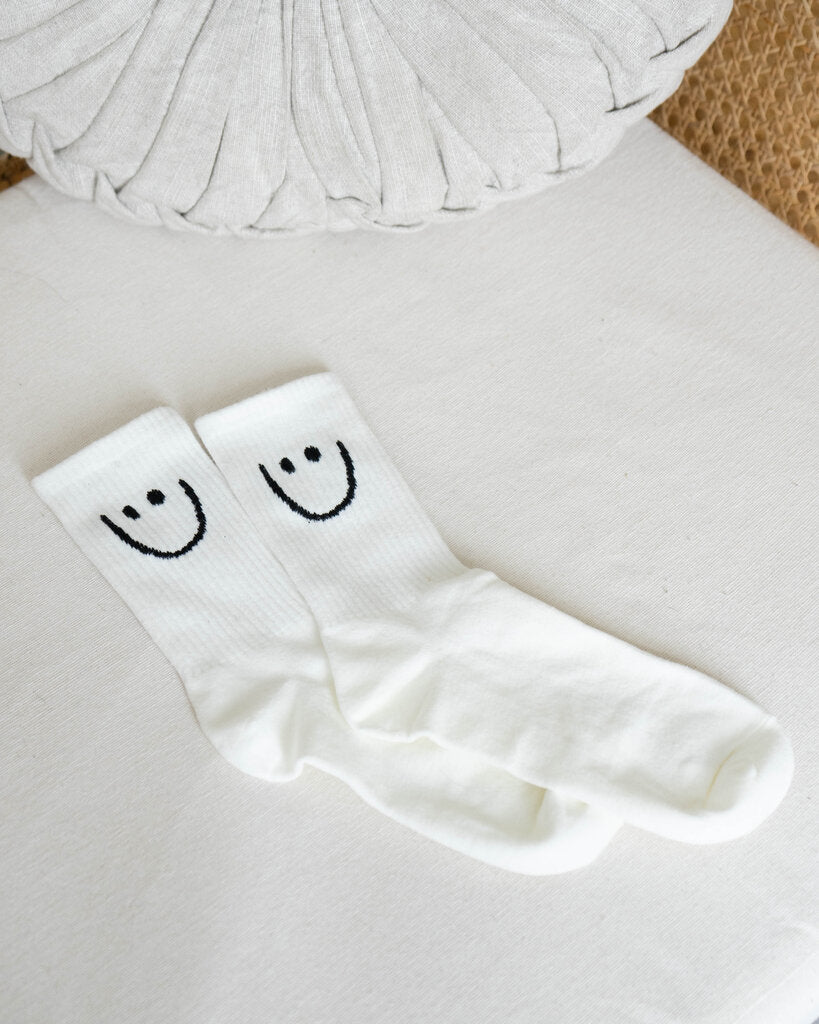 Smiley Face Socks - White