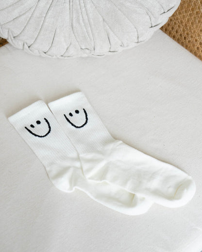Smiley Face Socks - White