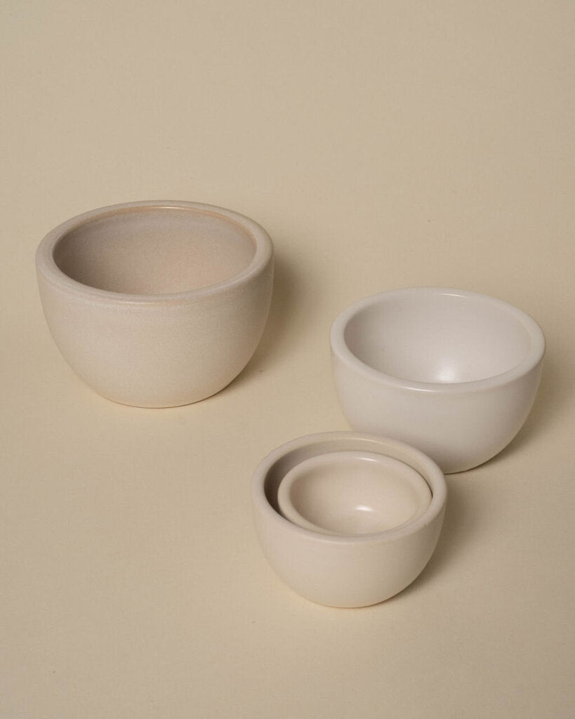 Stoneware Nesting Bowls in White