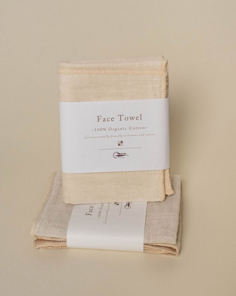 Organic Cotton Face Towel | Ivory/Brown