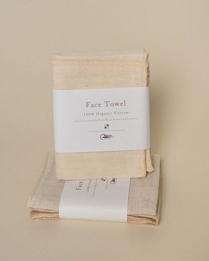 Organic Cotton Face Towel | Ivory/Brown