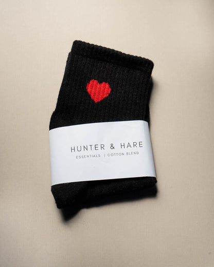 Heart Ankle Sock - Black