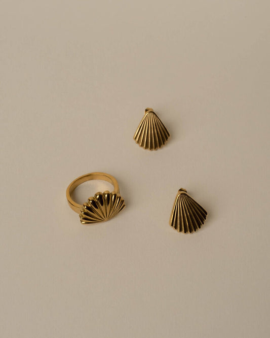 Art Deco Shell Stud Earrings
